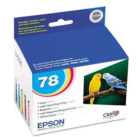 Epson T078920-S (78) Claria Ink, 1,290 Page-Yield, Cyan/Light Cyan/Light Magenta/Magenta/Yellow T078920S
